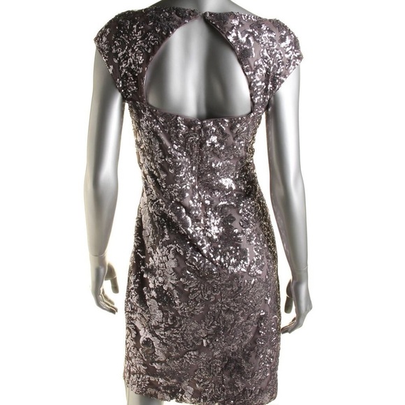 Ralph Lauren Gray Sequined Cut-Out Cocktail Dress - Picture 2 of 7
